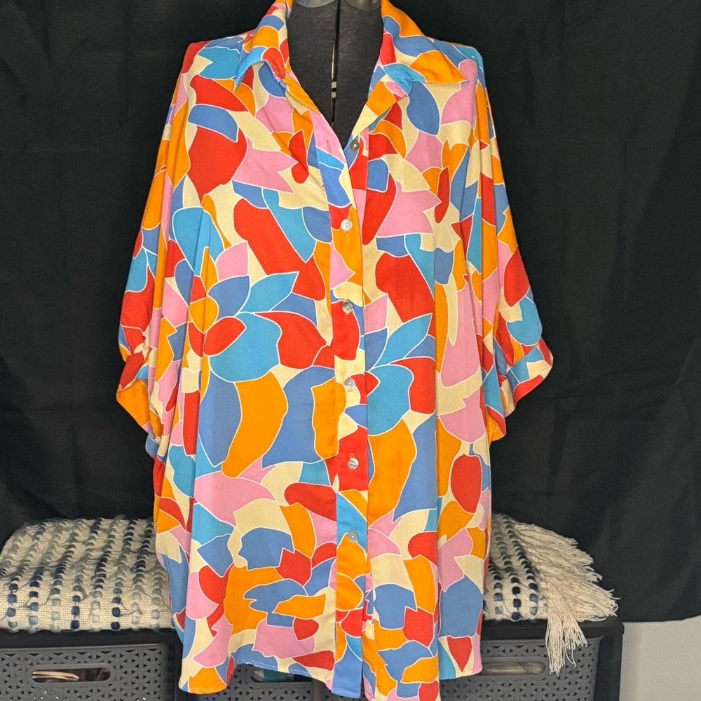 Adrienne Multicolor Floral Button-Up Top
